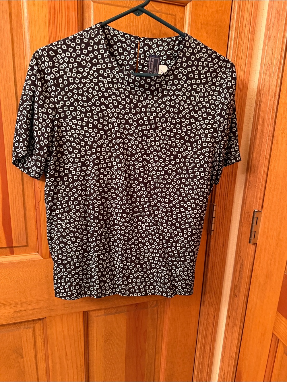 Norton McNaughton Black Short-Sleeve Top with White Dot Print